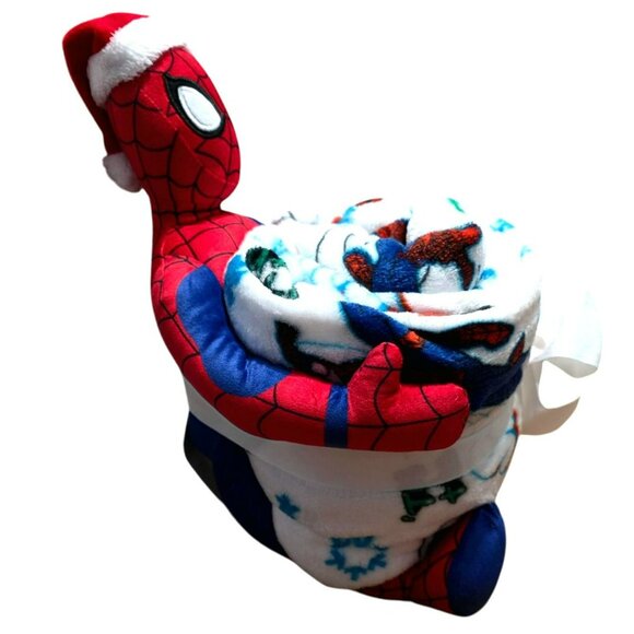 New Spiderman Buddy & Fleece Blanket Throw Plush Doll Marvel Holiday Christmas - Picture 6 of 12